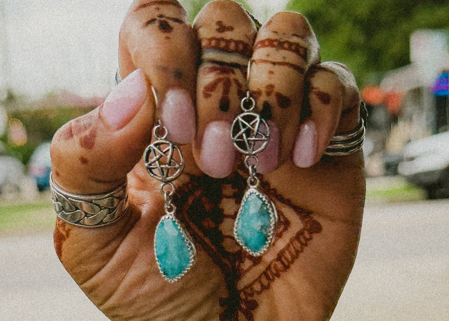 Turquoise Pentacle Earrings