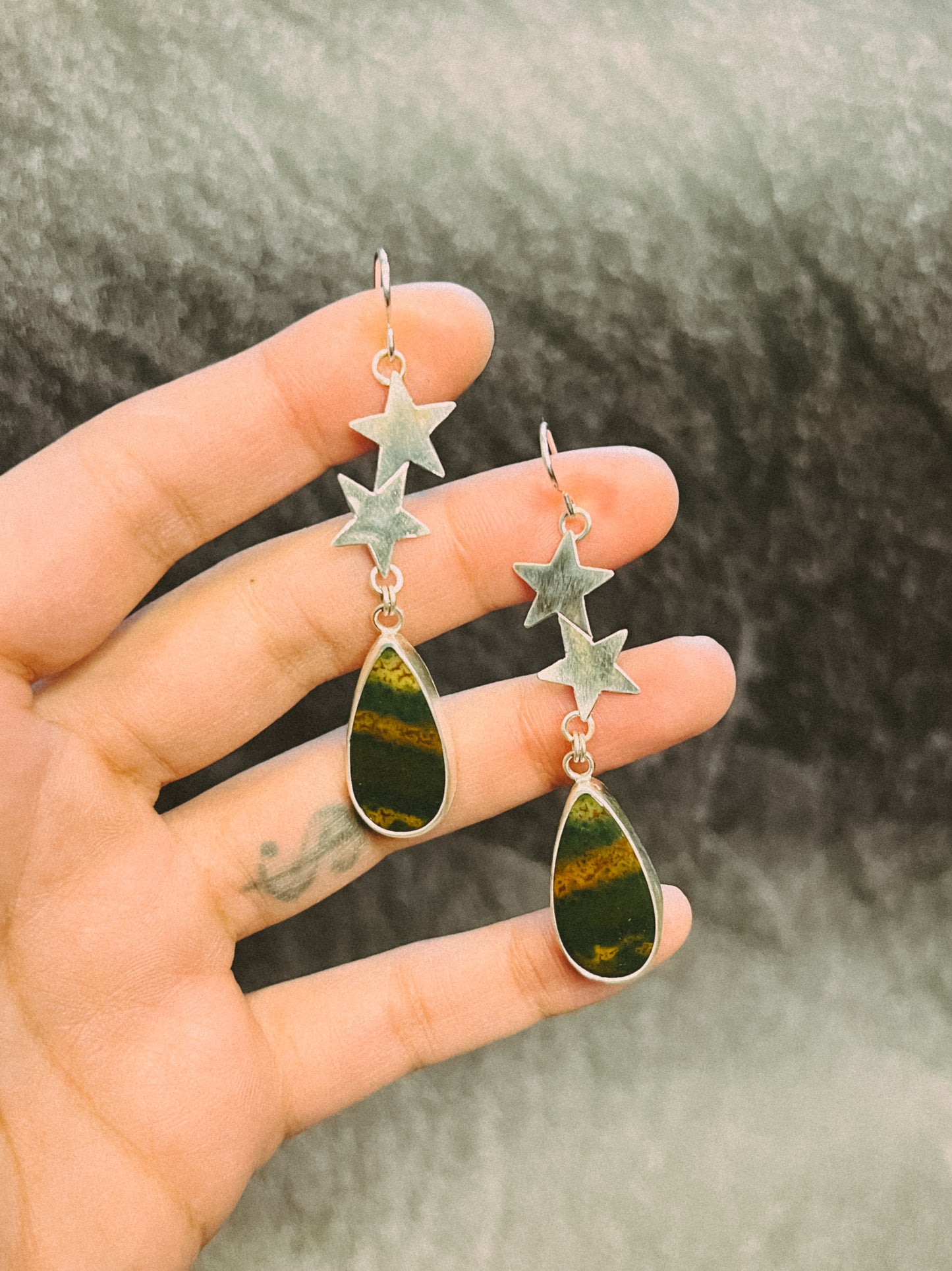 Bloodstone Starfall Earrings In Silver