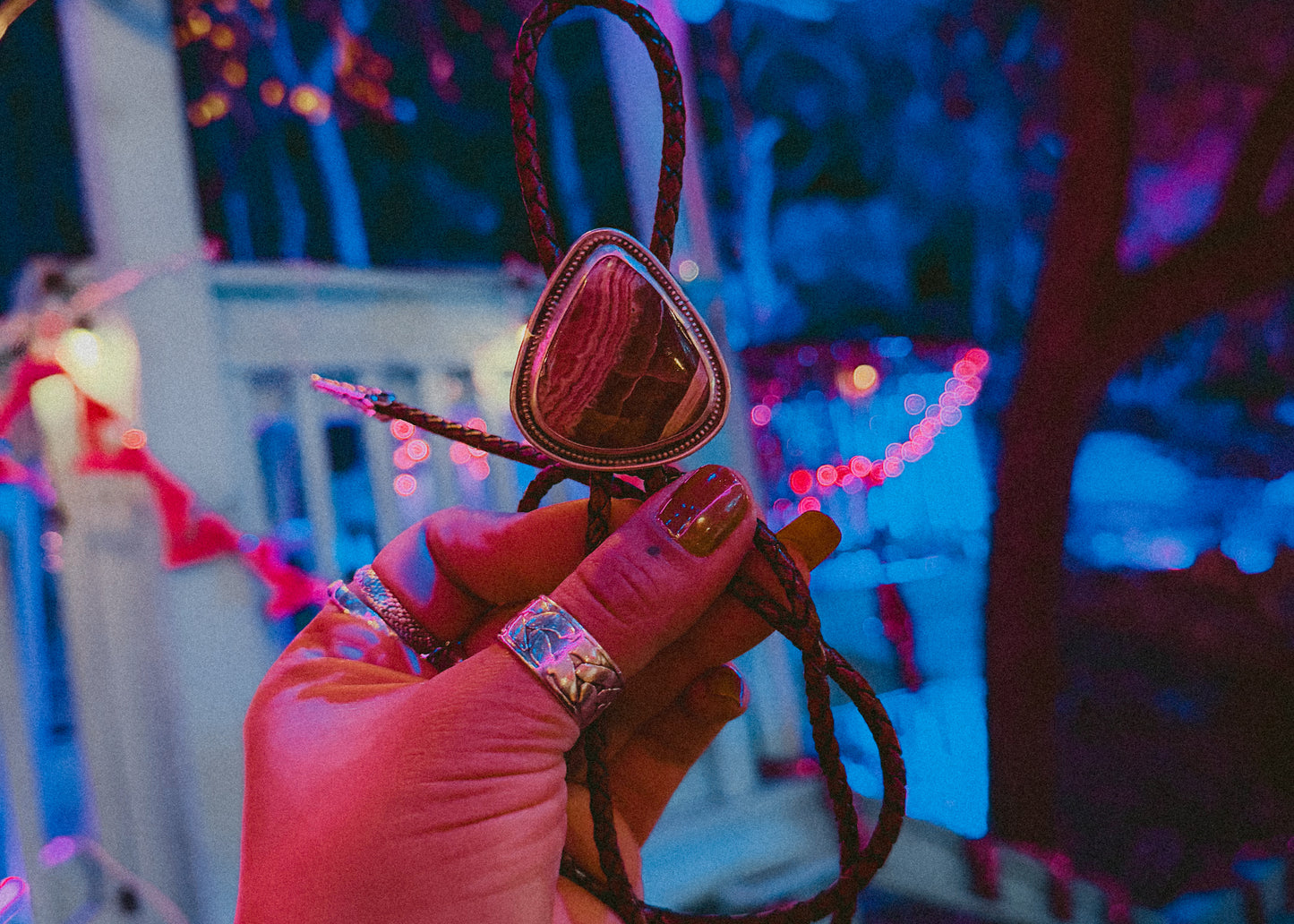Rhodocrosite Bolo Tie