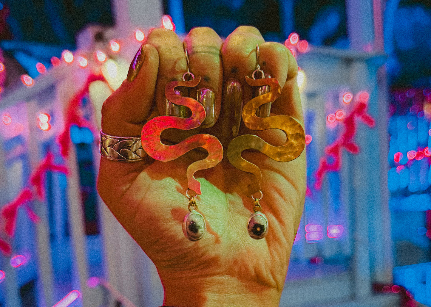 Ocean Jasper Snake Earrings