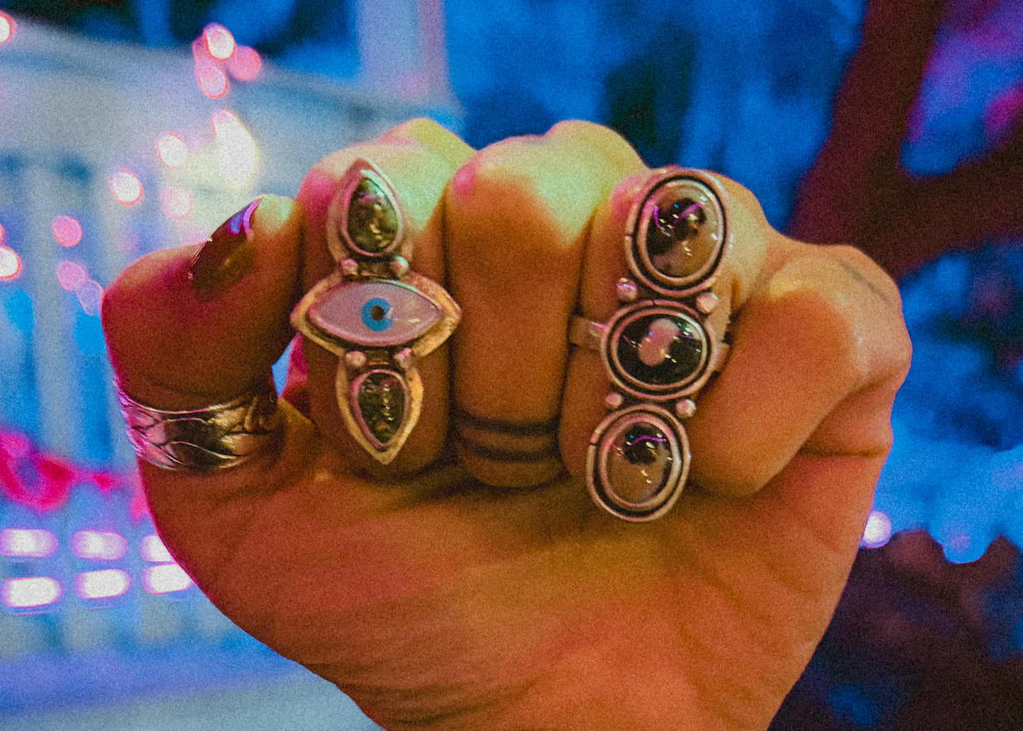 Turquoise Evil Eye Ring - sz. 6