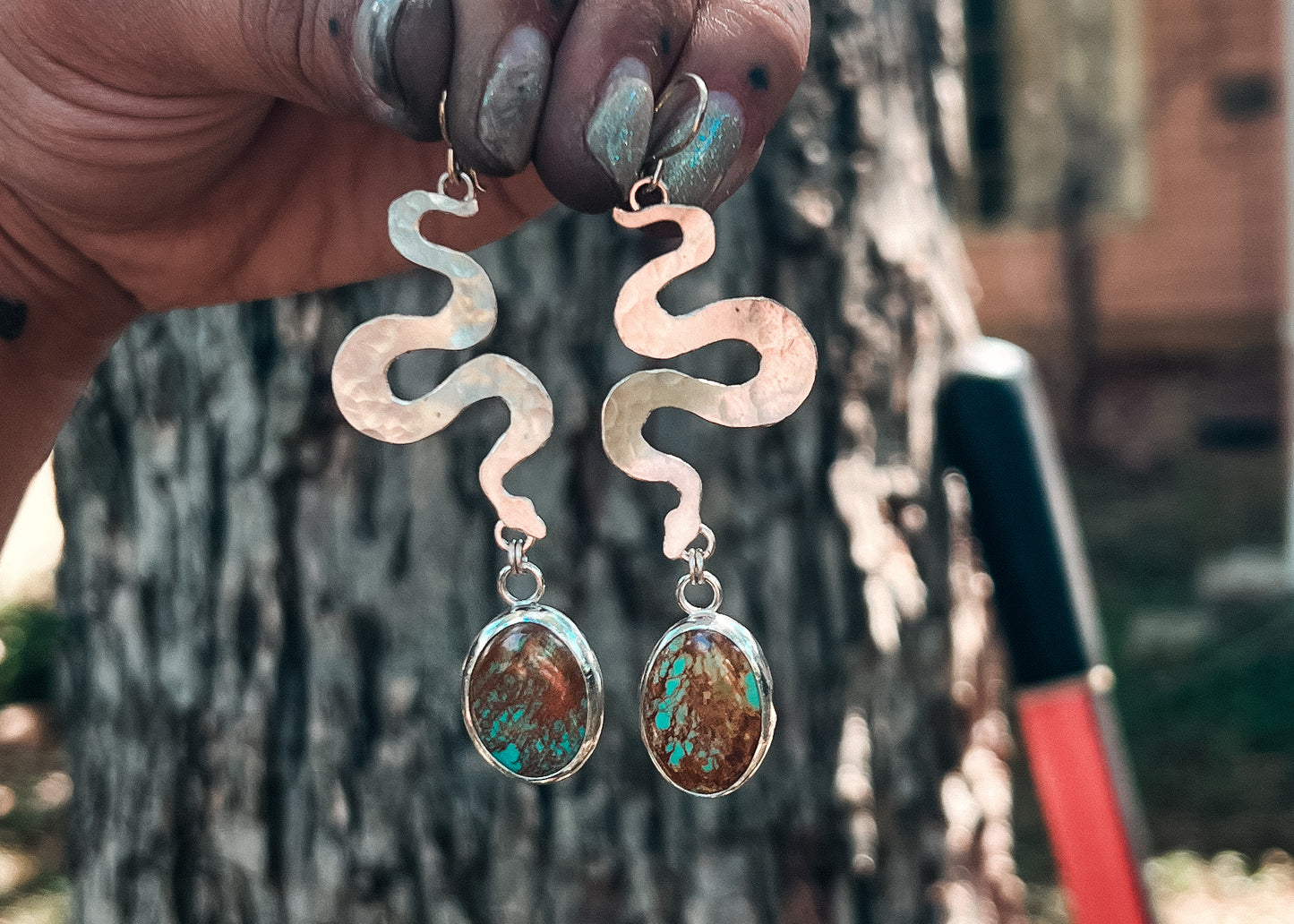 ManShan Silver Snake Earrings #1