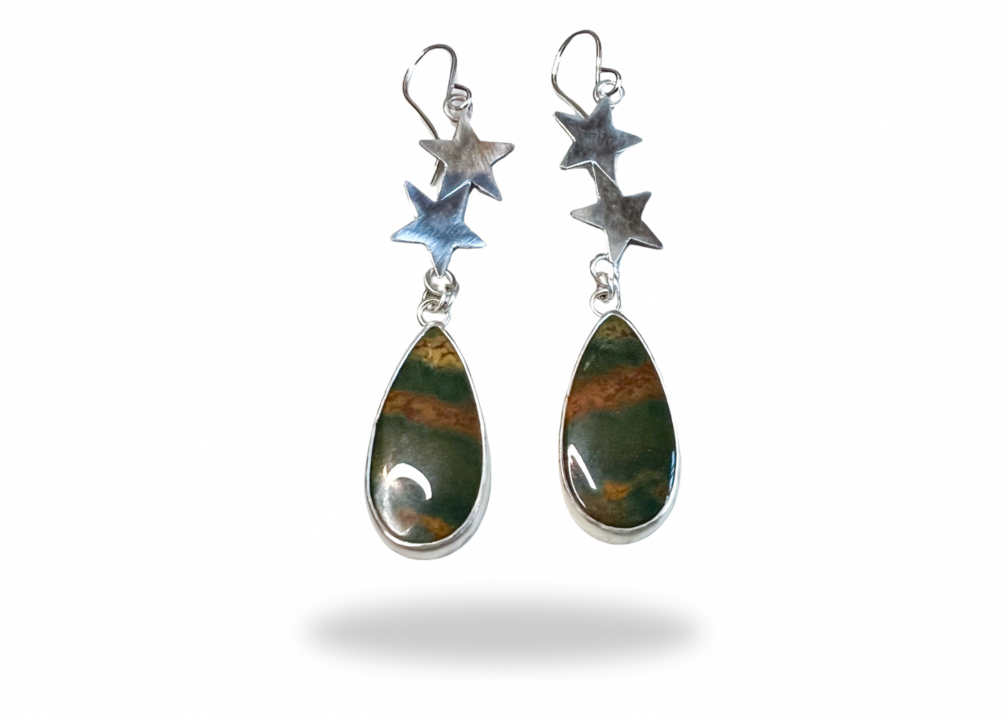 Bloodstone Starfall Earrings In Silver