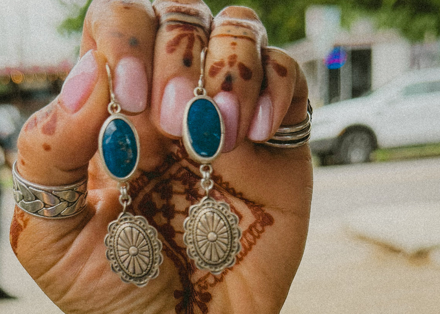 Lapis Concho Earrings