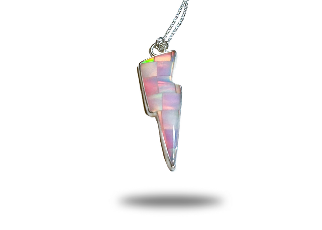 Aurora Opal Checkered Bolt Pendant