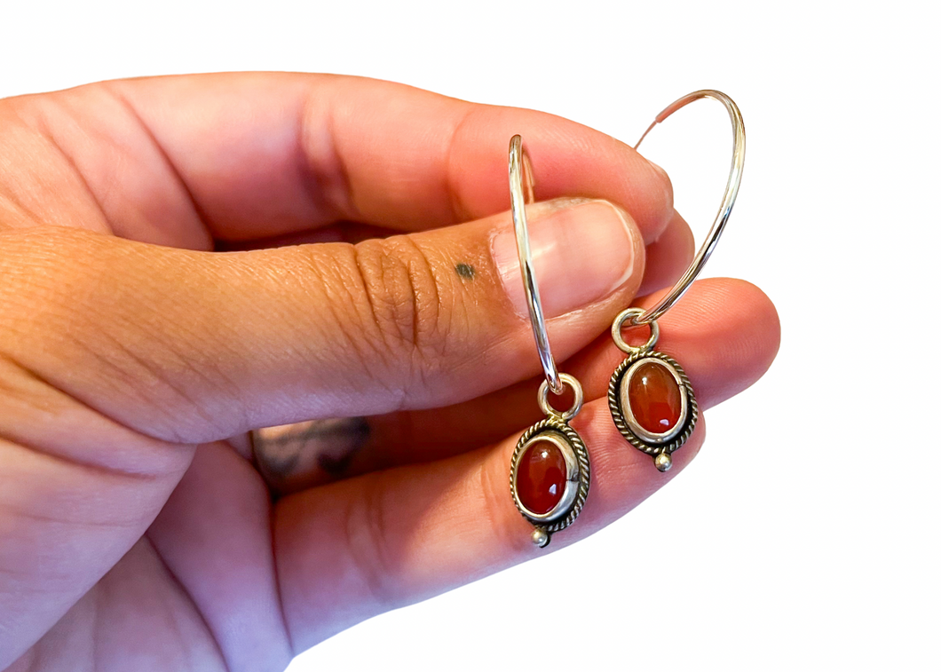 Carnelian Hoop Earrings