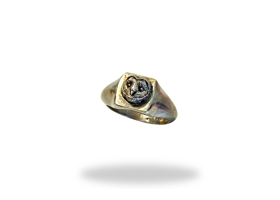 Barn Owl Signet Ring - sz.8