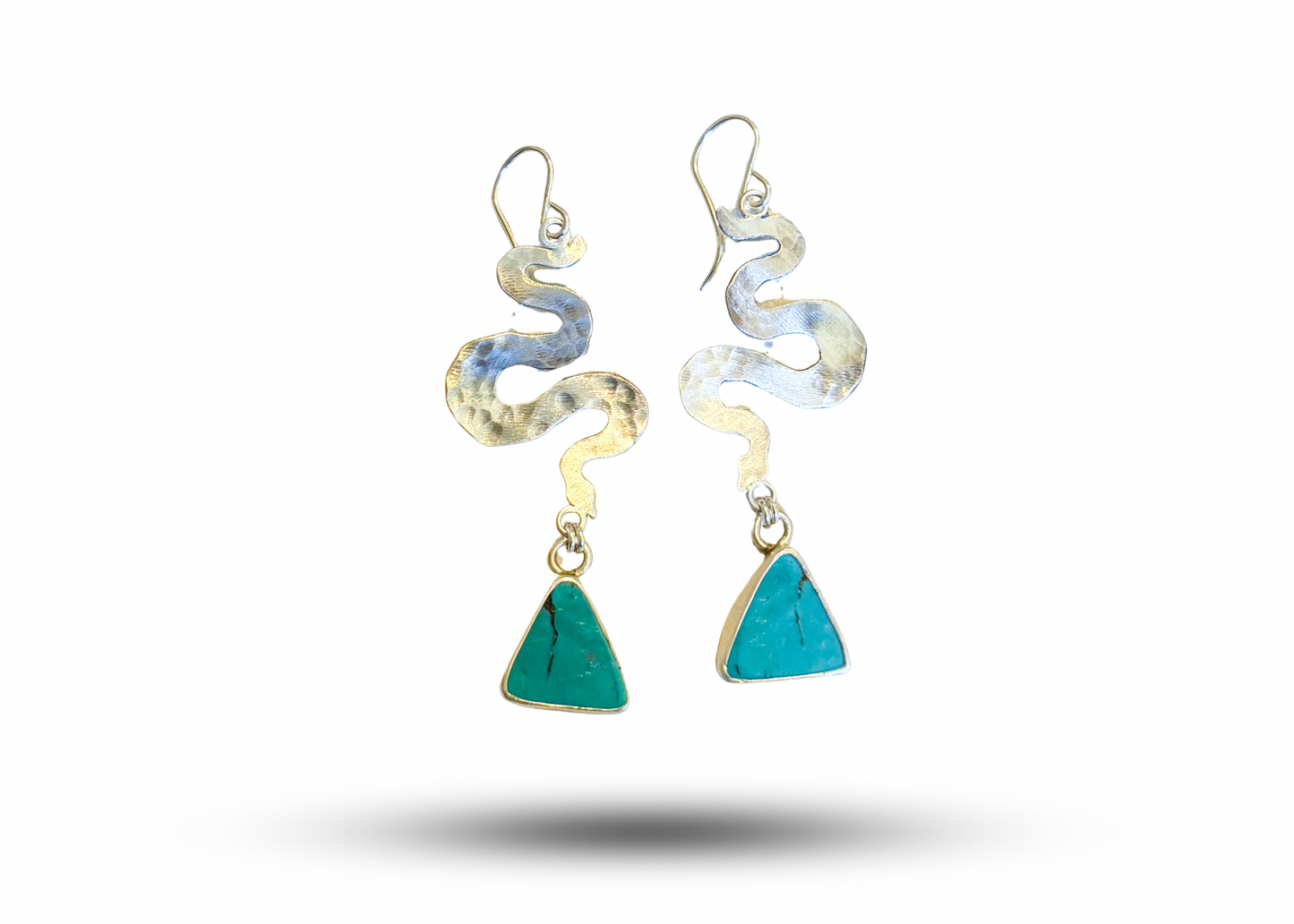 Turquoise Silver Snake Earrings