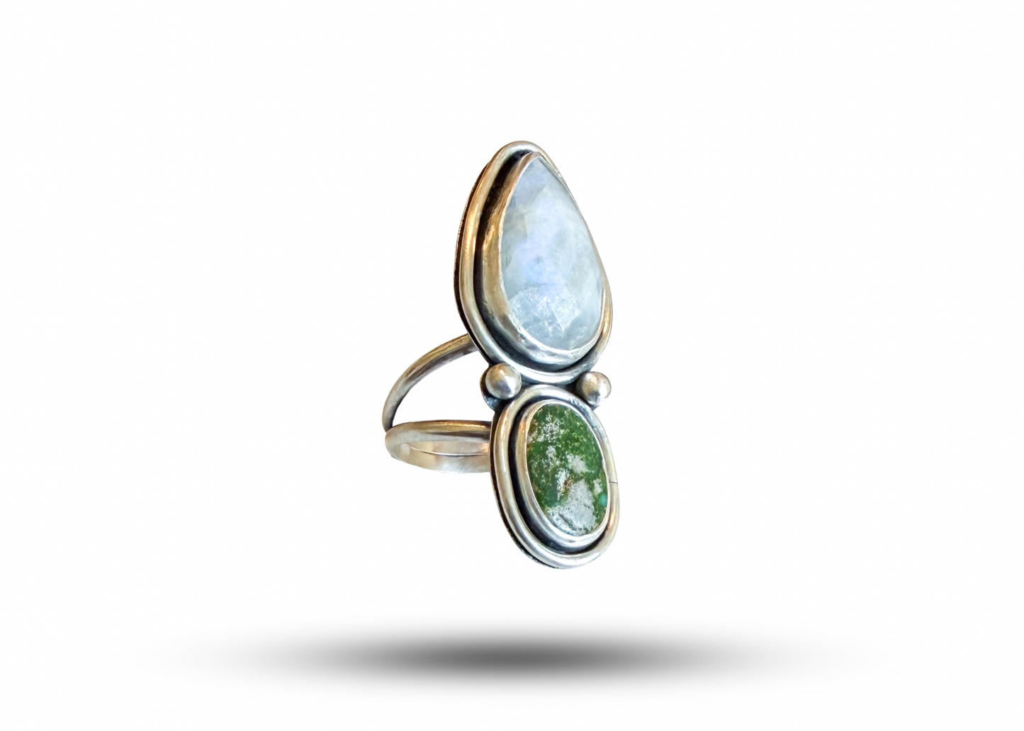 Moonstone and Turquoise Ring - sz. 9