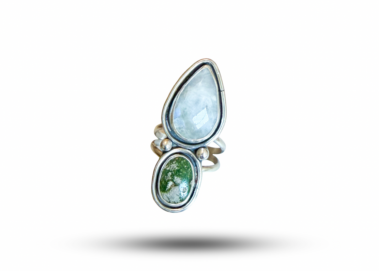 Moonstone and Turquoise Ring - sz. 9