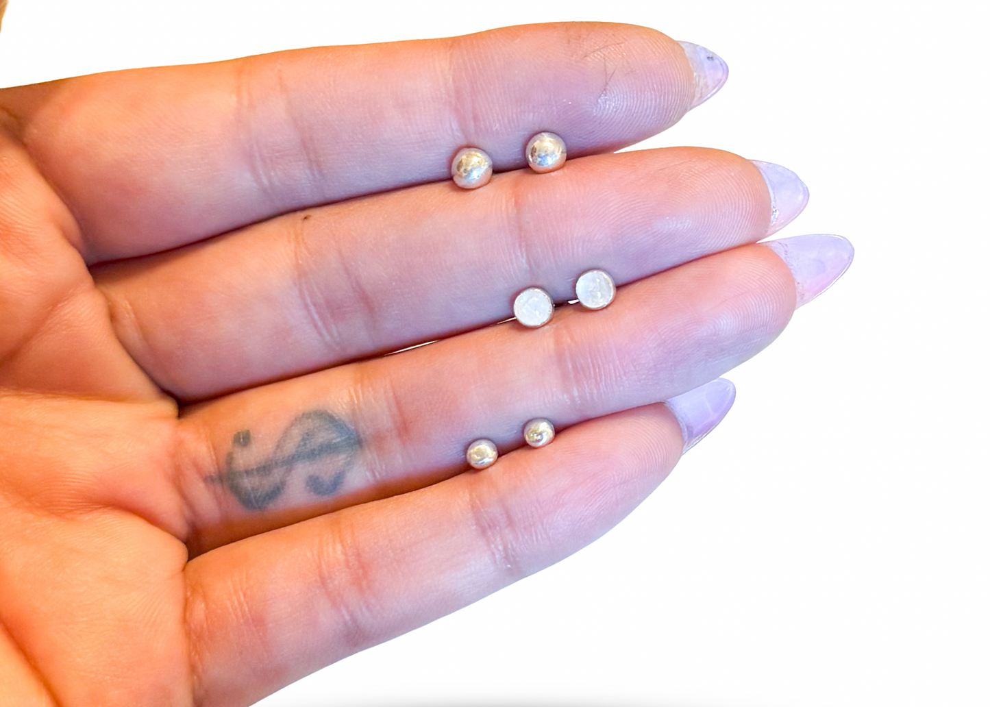 Moonstone Stud Earrings Set