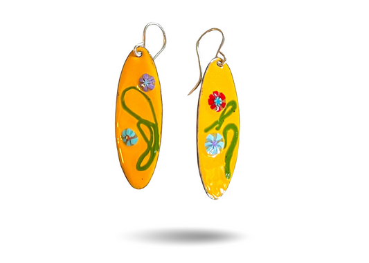 Yellow Enamel Earrings