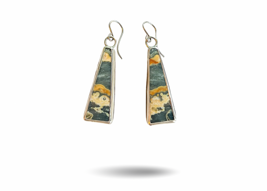Ocean Jasper Pillar Hoop Earrings