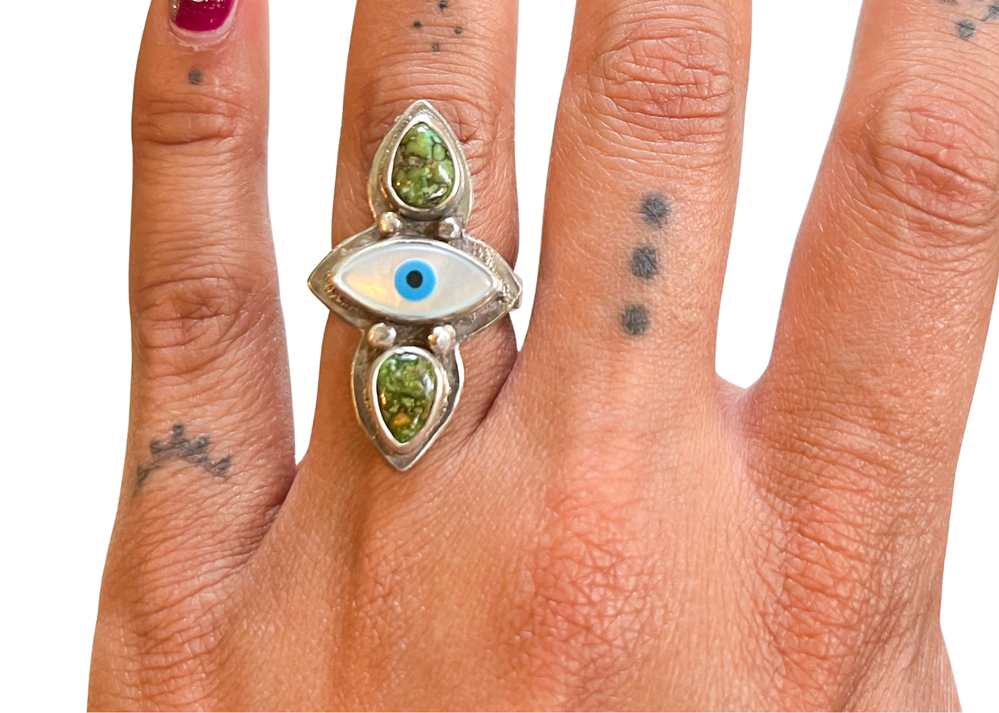 Turquoise Evil Eye Ring - sz. 6