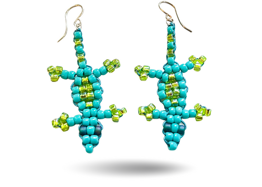Y2K Lizard Earrings in Turquoise