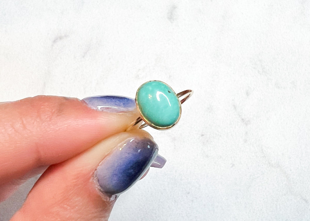 Gold Med Turquoise Ring - sz.5