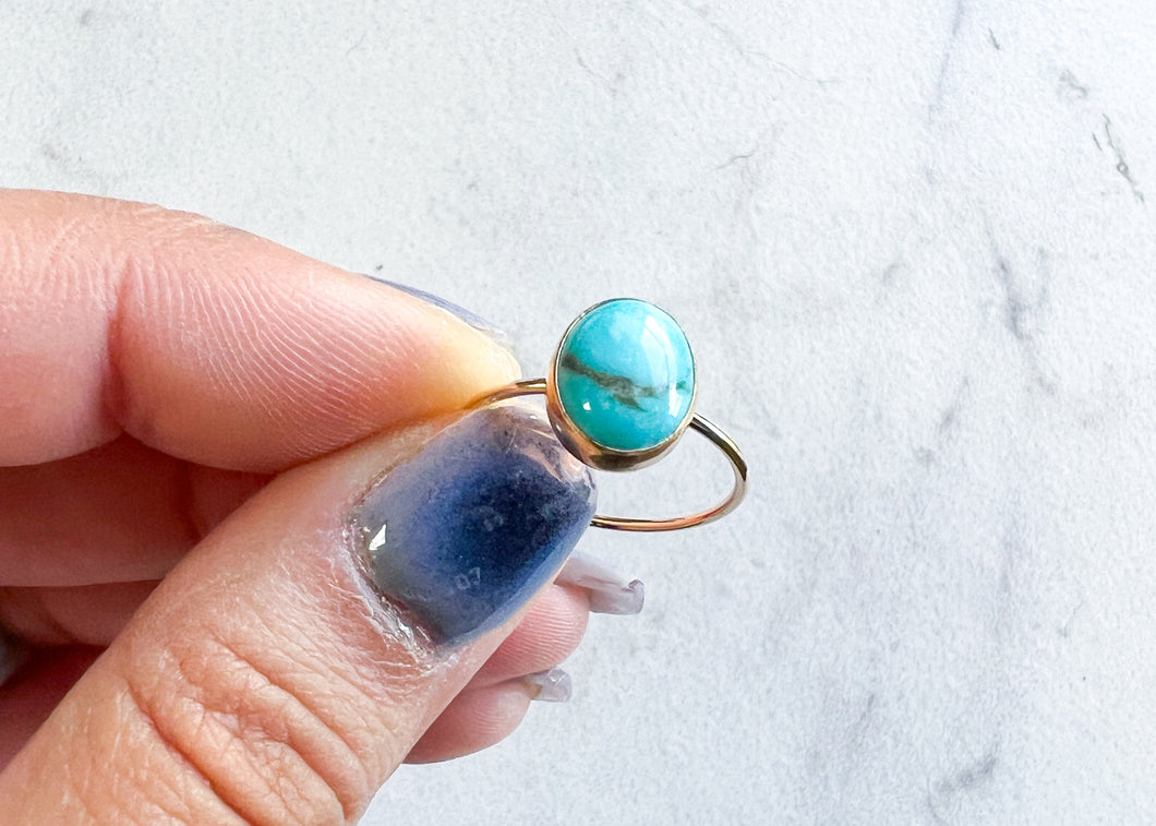 Gold Med Turquoise Ring - sz.7