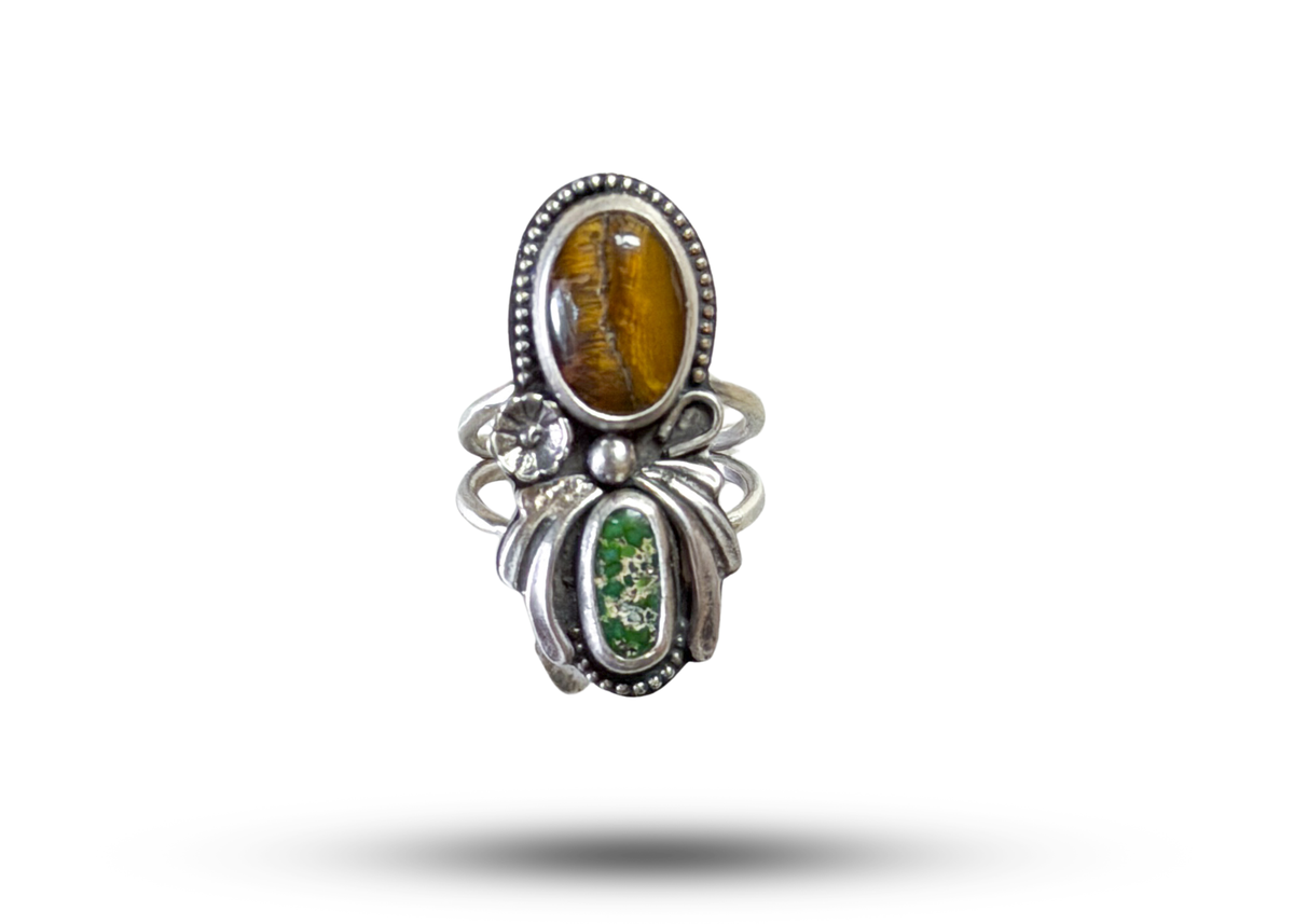 Tiger’s Eye & Turquoise Ring - sz. 7.25
