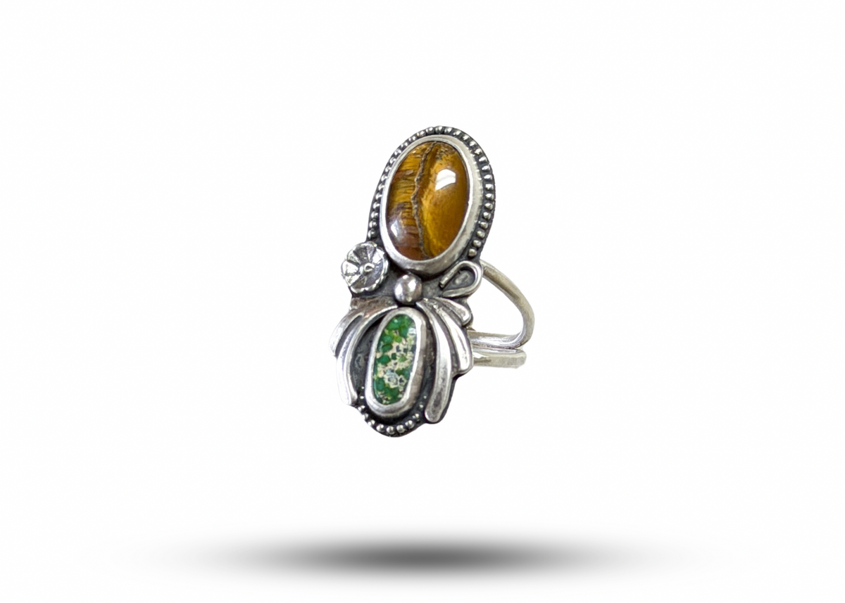 Tiger’s Eye & Turquoise Ring - sz. 7.25