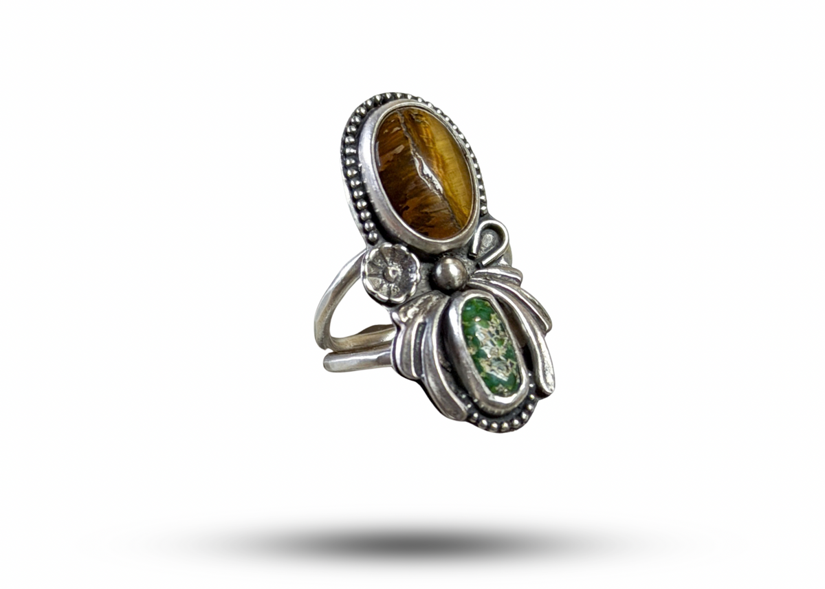 Tiger’s Eye & Turquoise Ring - sz. 7.25