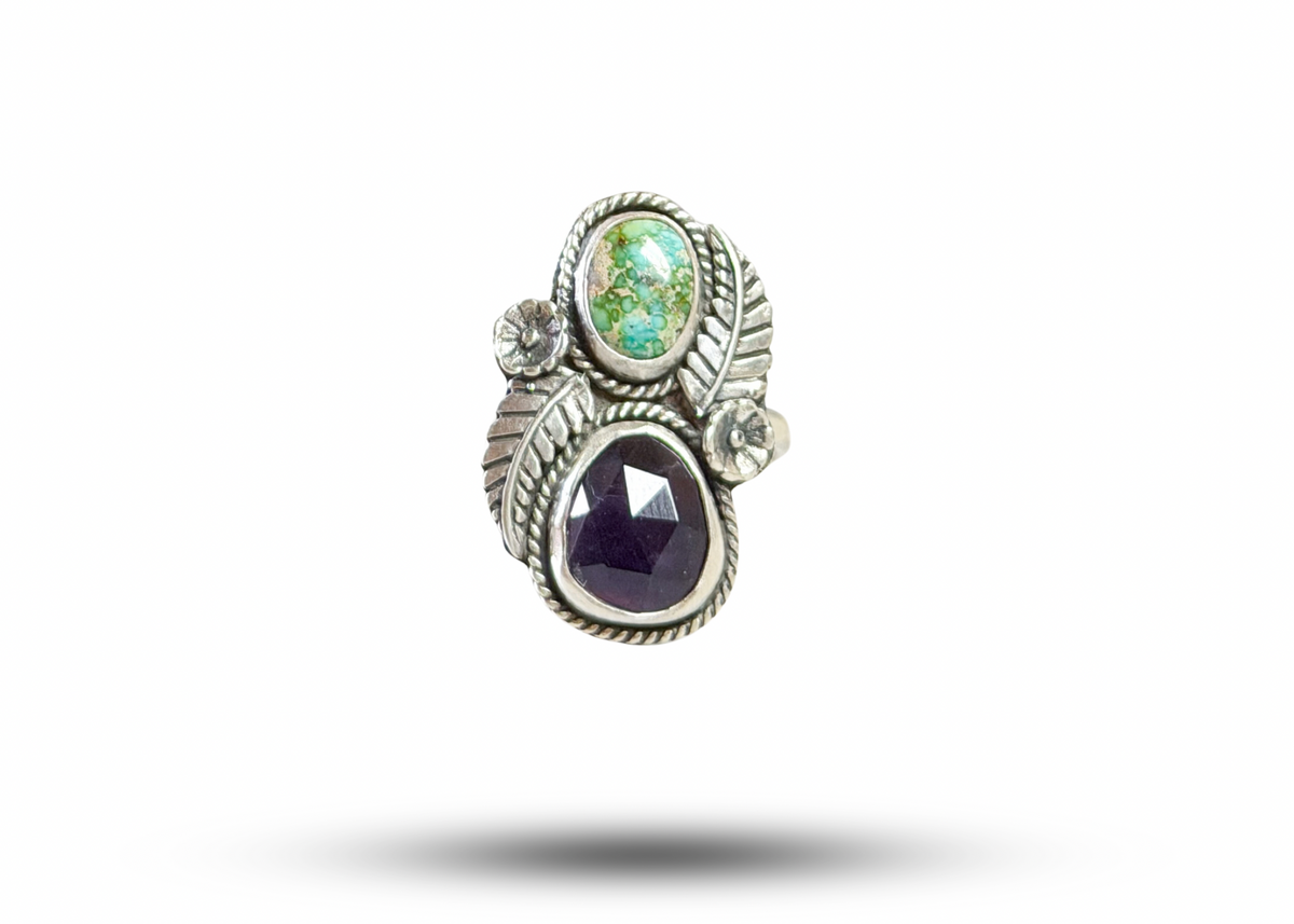 Amethyst & Turquoise Ring - sz. 9.5