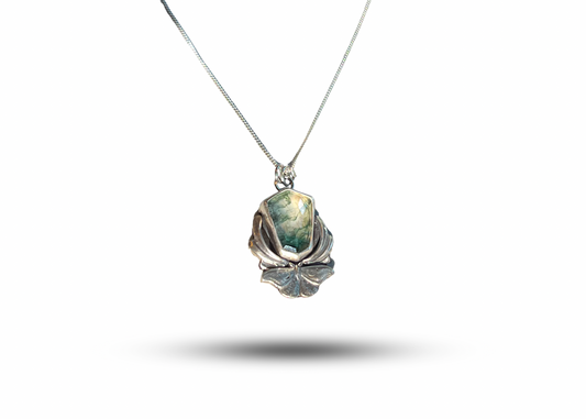Moss Agate Moth Pendant