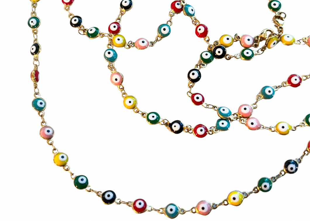 Gold Multicolor Evil Eye Chain