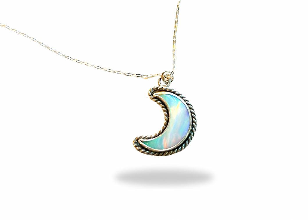 Aurora Opal Crescent Necklace