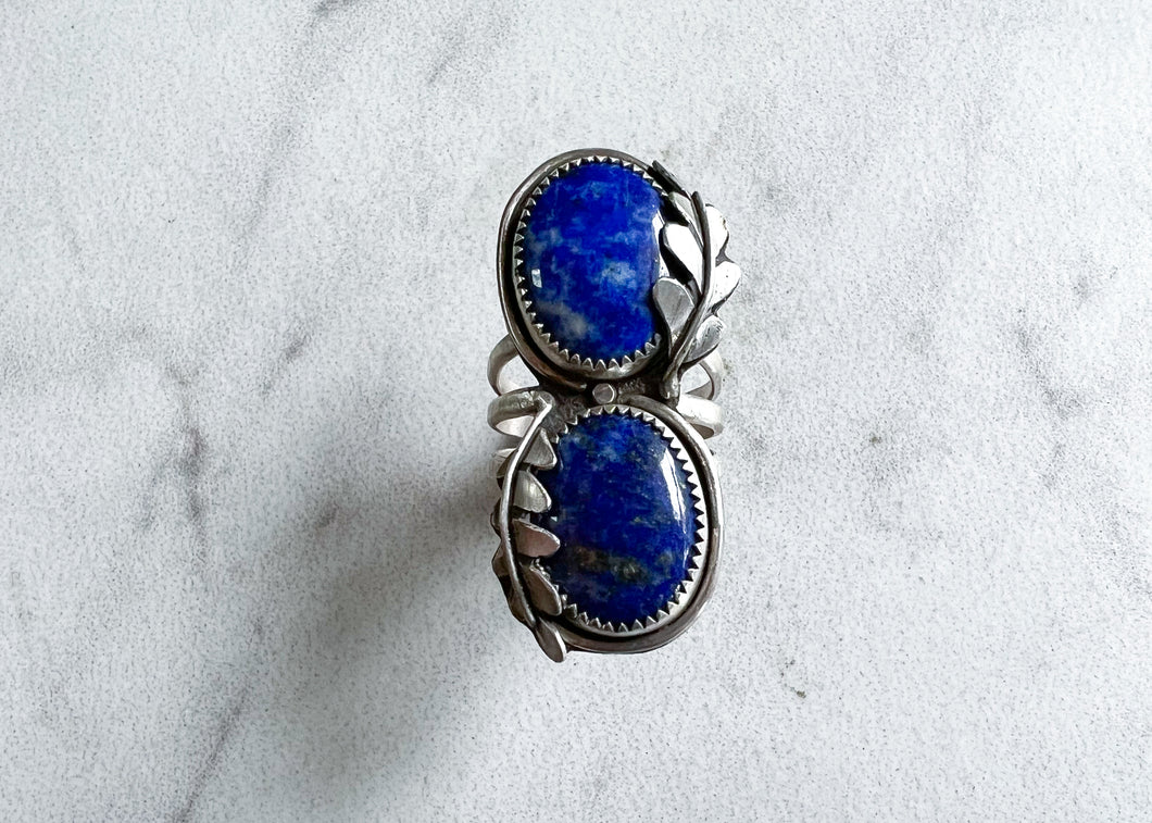 Lapis Lazuli Double Stone Ring - sz.5.5