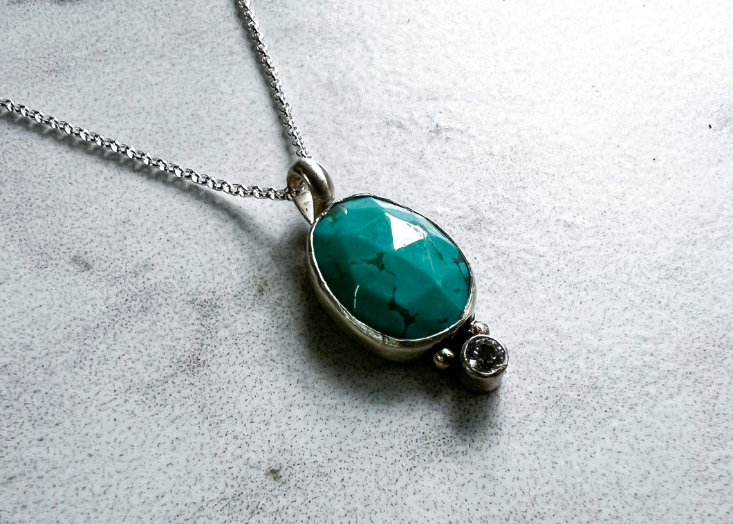 Turquoise & Sapphire Pendant