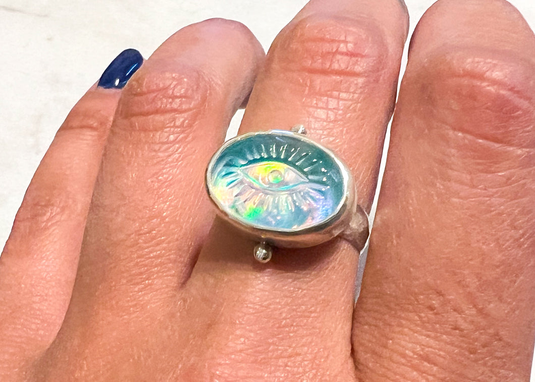 Aurora Opal Eye Ring - Sz. 8