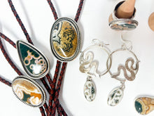 Load image into Gallery viewer, Ocean Jasper Snake Hoop Earrings
