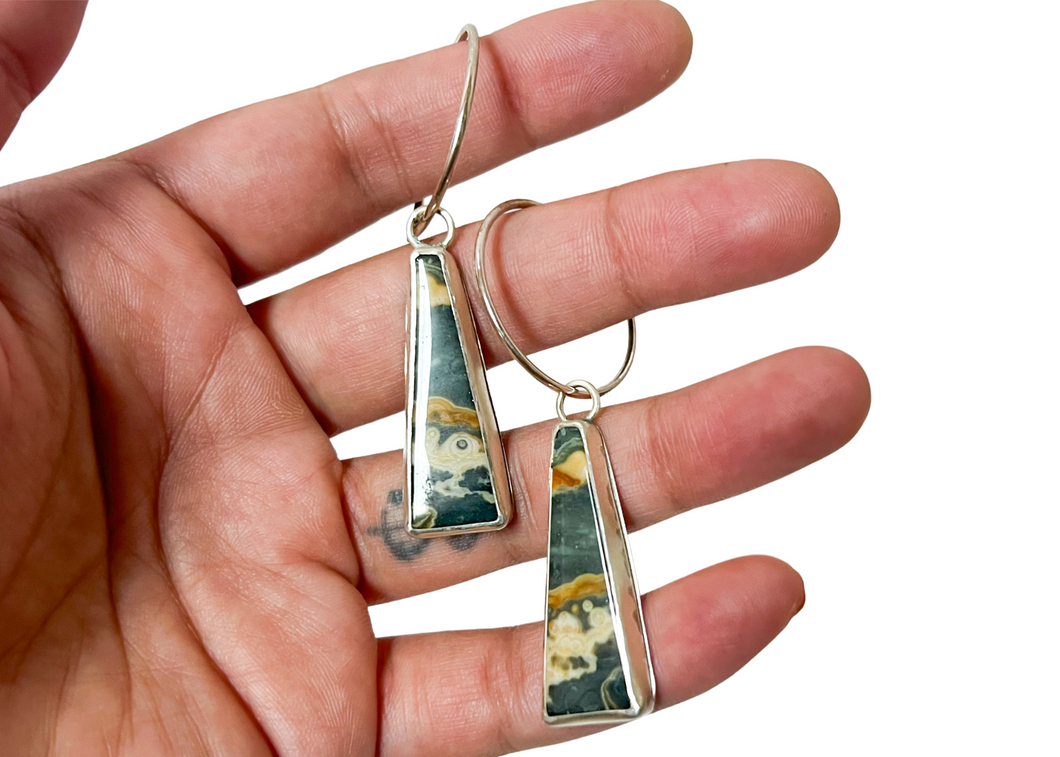 Ocean Jasper Pillar Hoop Earrings