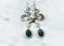 Load image into Gallery viewer, Moss Agate Silver Snake Earrings
