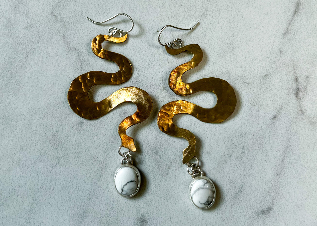 Howlite Snake Earrings